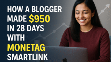 Sana was a beginner blogger from Hyderabad who had a simple movie news site. She was getting traffic but earning very little from Google AdSense — around $10 to $20 per month. One day, she heard about Monetag SmartLink — an easier way to earn from every visitor. In just 28 days, Sana earned $950 with Monetag without changing much on her site. In this full guide, you will learn how she did it step-by-step, and how you can too! 📖 Sana’s Real Story Sana’s site was not getting AdSense approval because of low content quality and copyright issues. She needed a solution where approval was easy, and earning started fast. She found Monetag.com — a network famous for SmartLinks and easy monetization. ✅ She signed up at Monetag ✅ She generated a SmartLink ✅ She placed SmartLink on her site inside a "Read More" button and in popunder ads Result: No site redesign needed. No AdSense required. Earning started from Day 1! 🛠️ Full Step-by-Step Guide: How You Can Start With Monetag 🥇 Step 1: Create a Monetag Account Go to Monetag.com Click on “Sign Up” Fill basic details (name, email, site link) Confirm email. ✅ Tip: Even if your site is simple or small, Monetag accepts it. 🥈 Step 2: Create a SmartLink After login, click on "SmartLink" option. Select "Mainstream" (if your site is normal content like movies, news, blogs). Copy your SmartLink. ✅ Tip: SmartLink automatically shows ads based on visitor interest. 🥉 Step 3: Add SmartLink to Your Site Best ways to use SmartLink: Add in buttons like "Watch Now" or "Read More". Add as a hidden link behind images. Add popunder (opens in new tab when user clicks anywhere). ✅ Tip: Don’t overuse — 1 or 2 SmartLinks per page are enough. 🏃 Step 4: Drive More Traffic Share your articles in Facebook groups, Telegram channels, Twitter. Focus on mobile traffic — SmartLink earns better on mobile visitors. ✅ Tip: GEO countries like US, UK, Canada pay more per click. 🧹 Step 5: Withdraw Your Earnings Minimum payout: $5 only! Payout options: Bitcoin PayPal WebMoney Skrill ✅ Tip: Bitcoin withdrawal is fast and best for international users. 📈 Expected Earnings Timeline Days Expected Earnings 0-7 $10–$50 7-14 $100–$200 14-28 $400–$950 📷 Images Suggestions Thumbnail Image: Blogger girl with laptop + earnings graph in background (no text on face) In-Article Images: Monetag dashboard screenshot SmartLink creation screenshot 📢 Conclusion Sana’s story shows that even without AdSense or heavy traffic, you can earn great money with Monetag’s SmartLink. Just need a little smart work — placing links cleverly and promoting content daily. 🎯 Start today. One SmartLink can change your earning journey! ❓ FAQ Section Q1: What is Monetag SmartLink? It’s a single link that automatically shows ads based on visitor type. Q2: How much traffic is needed to start earning? Even 100–500 visitors daily can start good earnings. Q3: Is Monetag safe? Yes! It’s a trusted network with fast payouts.